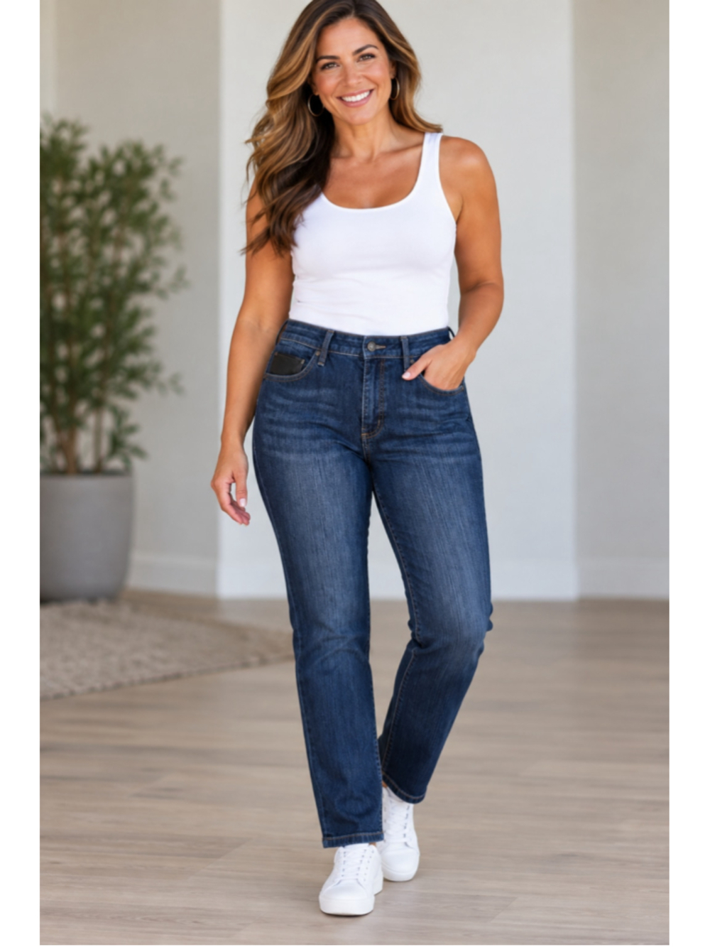 Jag Straight Leg Jeans Blue with Brown Pocket Detail Women’s Size 16
